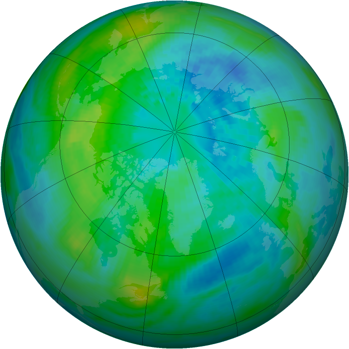 Arctic ozone map for 30 September 1991